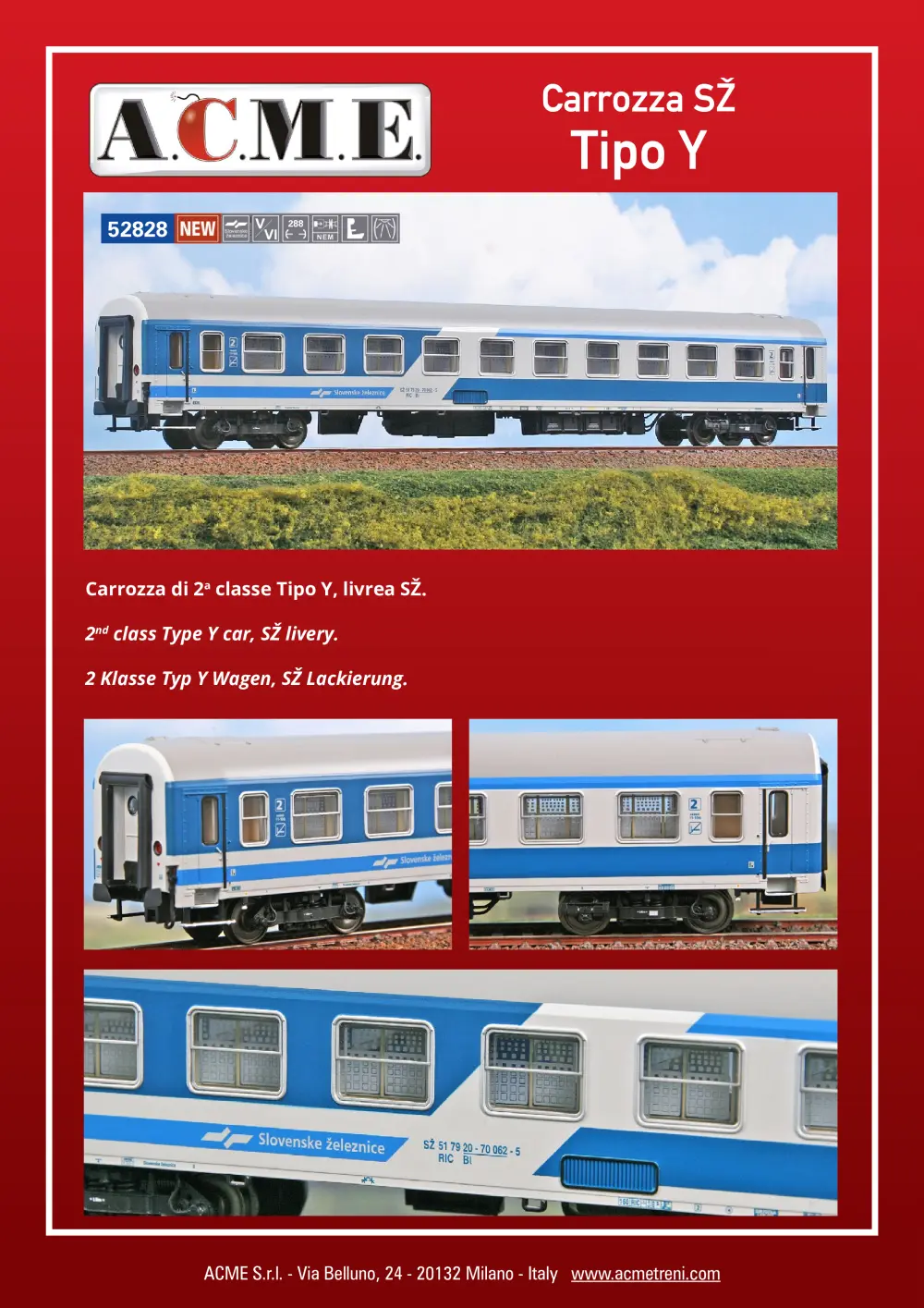 ACME - Anonima Costruzioni Modellistiche Esatte - Carrozza SŽ Tipo Y (ref. 52828)