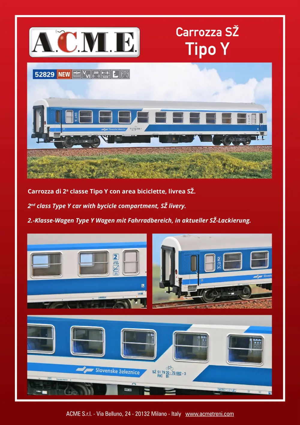 ACME - Anonima Costruzioni Modellistiche Esatte - Carrozza SŽ Tipo Y (ref. 52829)
