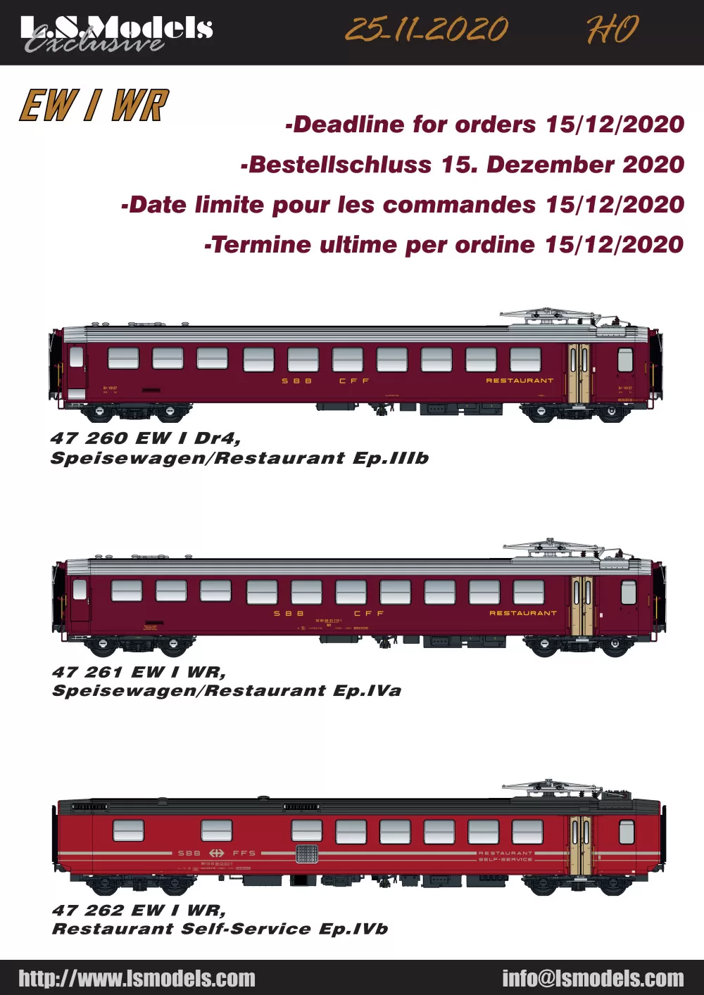 LS Models - SBB CFF FFS - EW I WR restaurant coaches