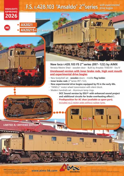 Highlights Spring 2026 - FS E.428.103 "Ansaldo" 2nd series w. experimental drive bogies - AiMX
