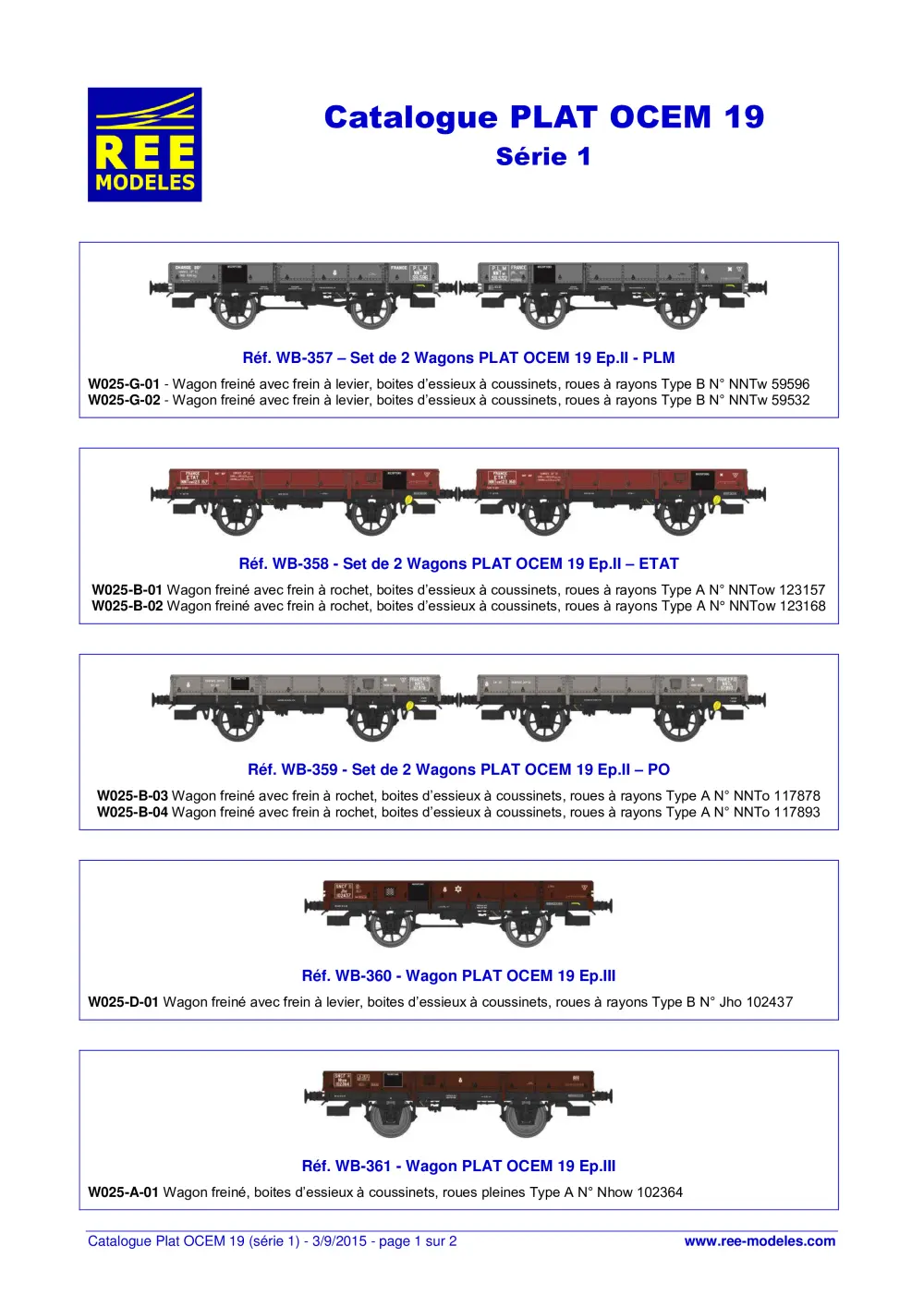 Rails Europ Express (REE) Modèles - PLAT OCEM 19 - Série 1