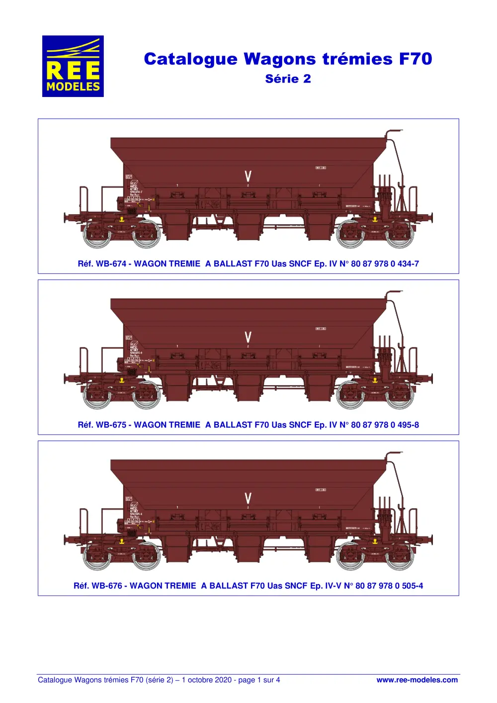 Rails Europ Express (REE) Modèles - Wagons Trémies F70 Ballastière - Série 2