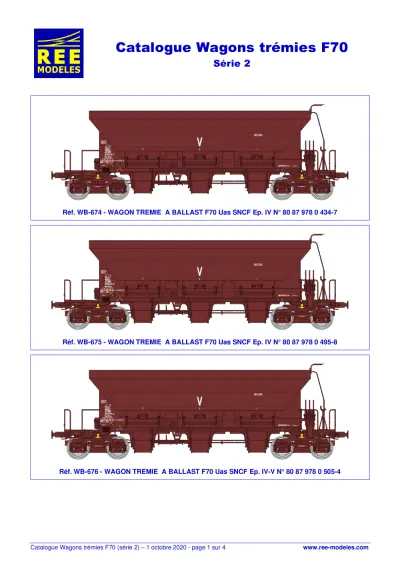 Wagons Trémies F70 Ballastière - Série 2 - Rails Europ Express (REE) Modèles
