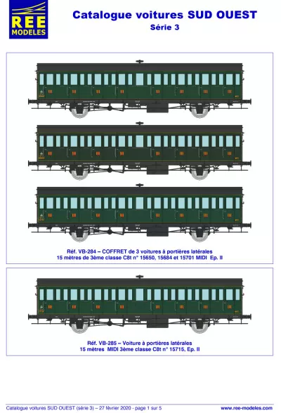 South West passenger coaches - Rails Europ Express (REE) Modèles