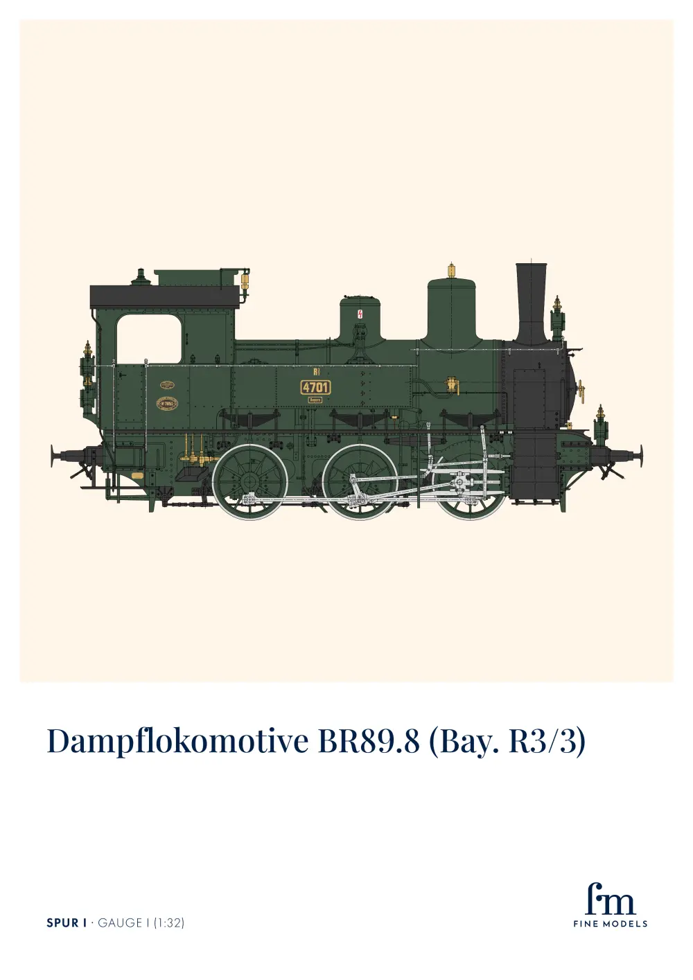 Fine Models - Dampflokomotive BR89.8 (Bay. R3/3)