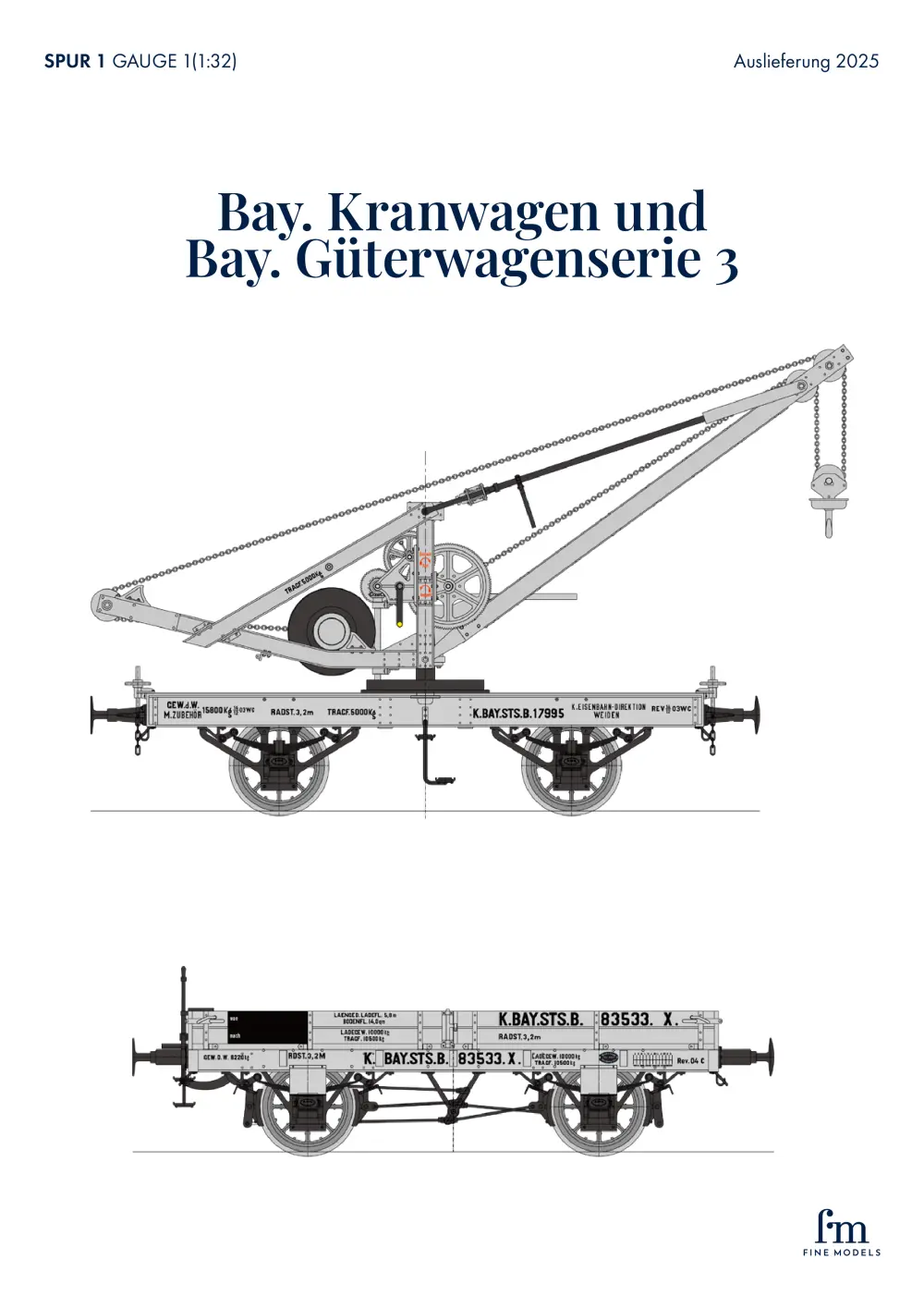 Fine Models - Bay. Kranwagen und Güterwagenserie 3