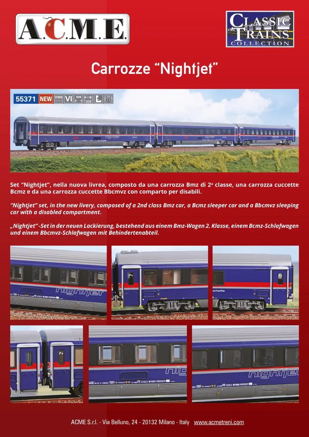 ACME - Anonima Costruzioni Modellistiche Esatte - Carrozze "Nightjet" (ref. 55371)