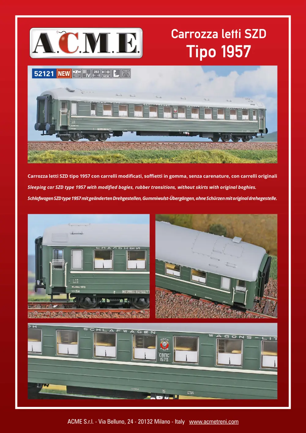 ACME - Anonima Costruzioni Modellistiche Esatte - Carrozza letti SZD Tipo 1957 (ref. 52121)