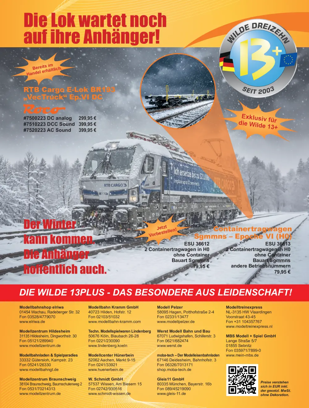 Roco / W13PLUS-HÄNDLERVEREINIGUNG - RTB Cargo E-Lok BR193 "VecTruck"