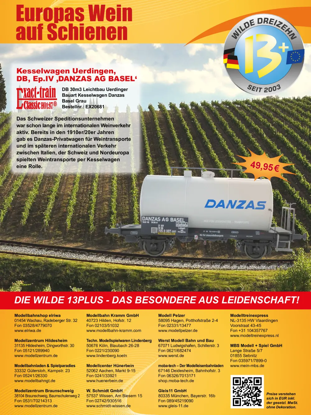 Exact-train / W13PLUS-HÄNDLERVEREINIGUNG - DB Kesselwagen Uerdingen "DANZAS AG BASEL"