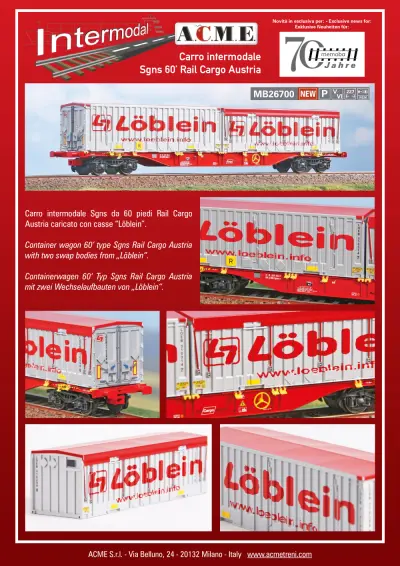 Carro intermodale Sgns 60’ Rail Cargo Austria