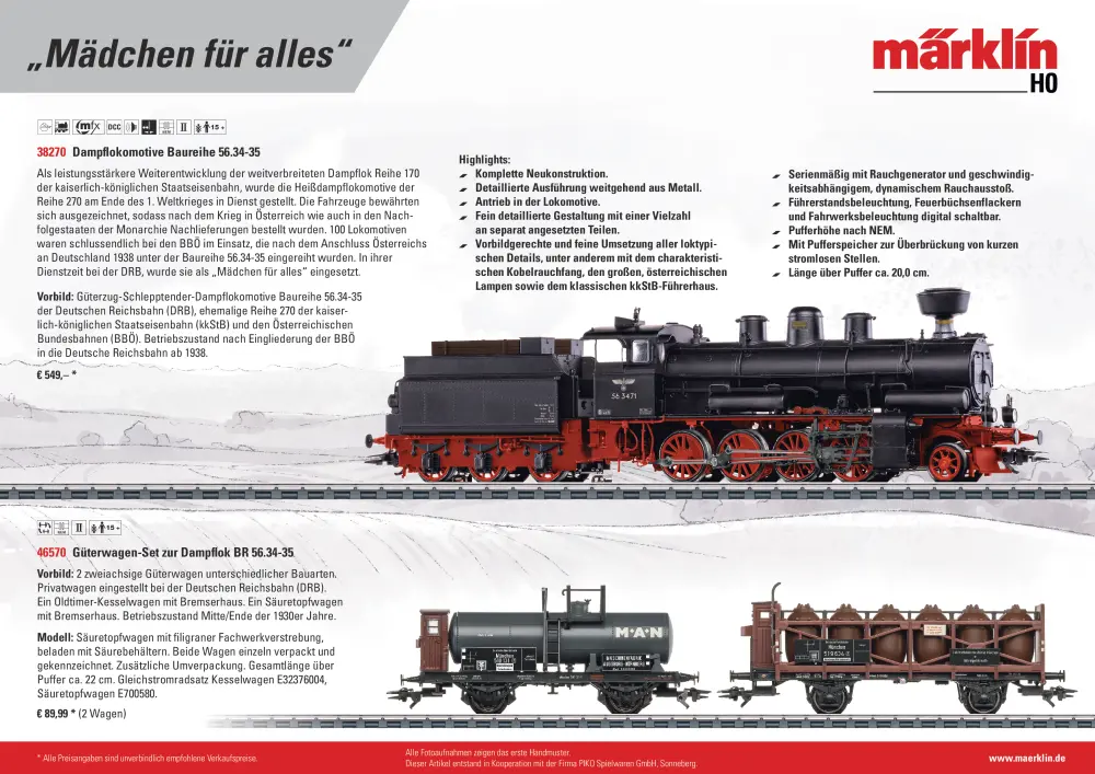Märklin - Dampflokomotive Baureihe 56.34-35
