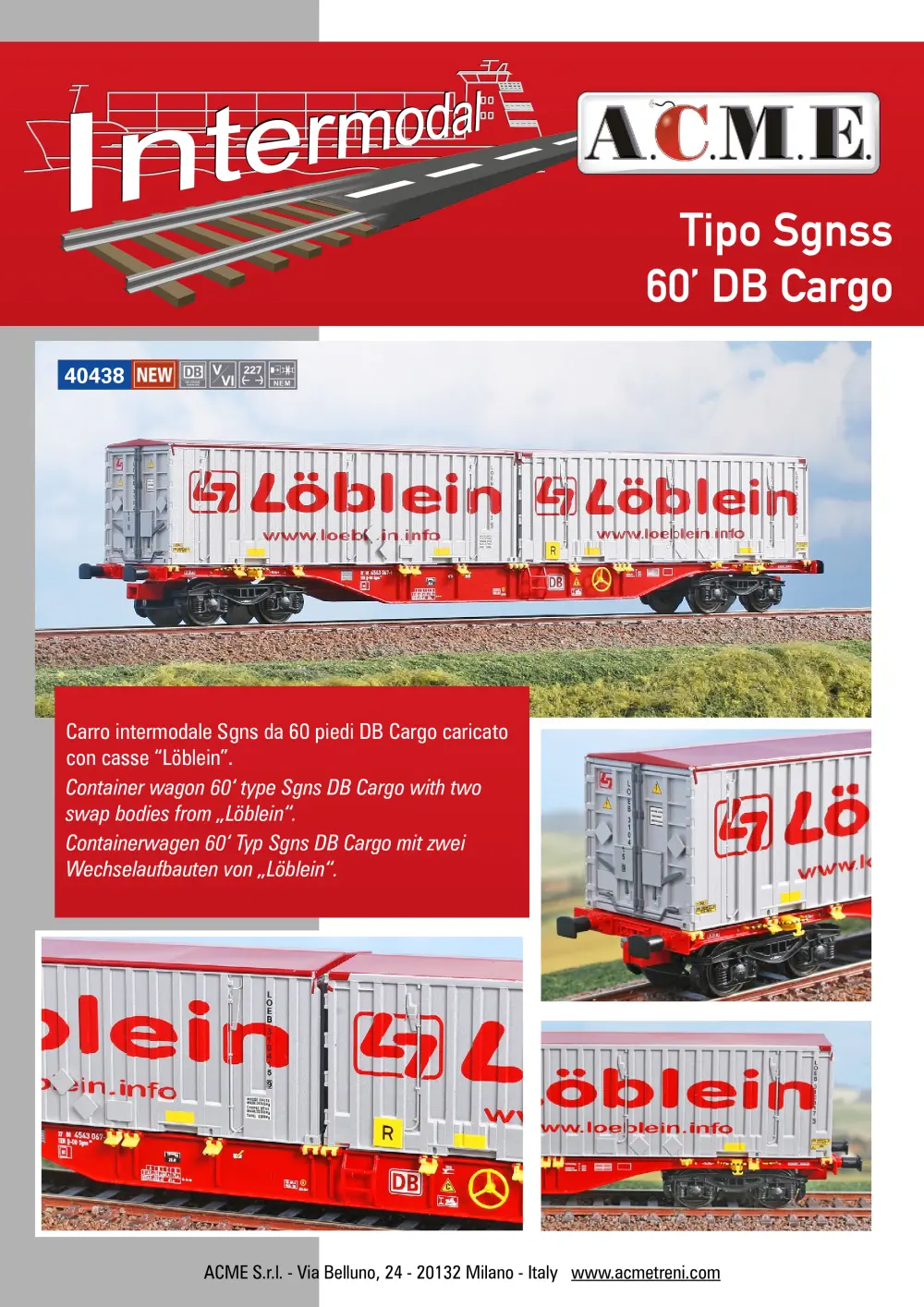 ACME - Anonima Costruzioni Modellistiche Esatte - Tipo Sgnss 60’ DB Cargo (ref. 40438)