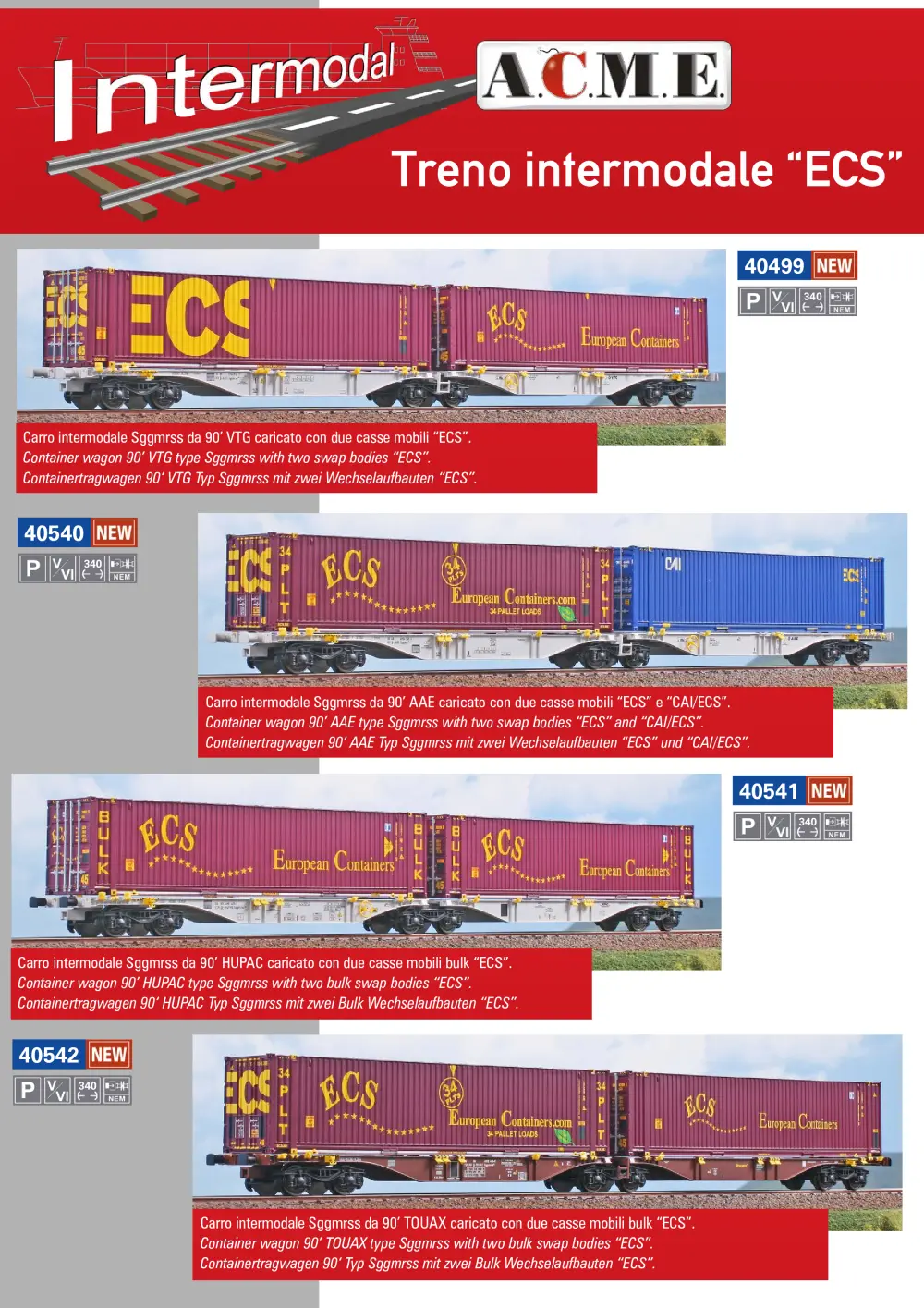 ACME - Anonima Costruzioni Modellistiche Esatte - Treno intermodale “ECS” (ref. 40499 / 40540 / 40541 / 40542)