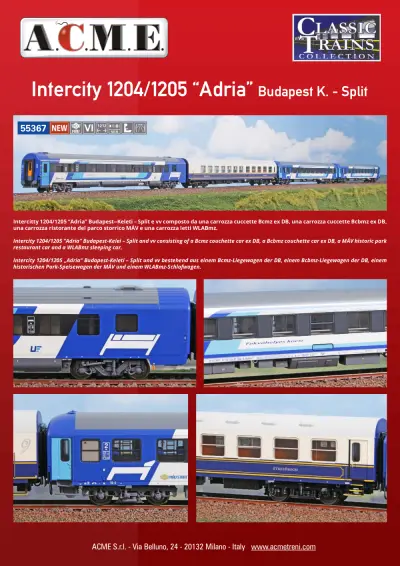 Intercity 1204/1205 “Adria” Budapest K. - Split (ref. 55367)