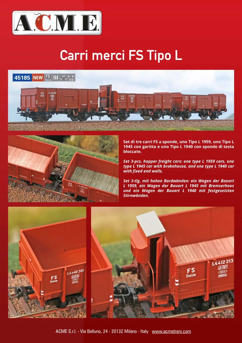 ACME - Anonima Costruzioni Modellistiche Esatte - Carri merci FS Tipo L (ref. 45185)
