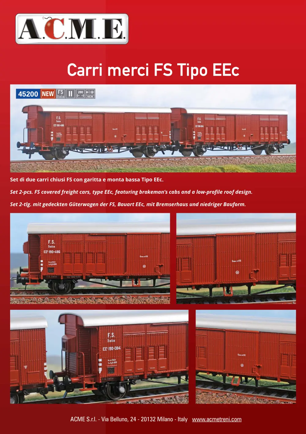ACME - Anonima Costruzioni Modellistiche Esatte - Carri 280 merci FS Tipo EEc (ref. 45200)