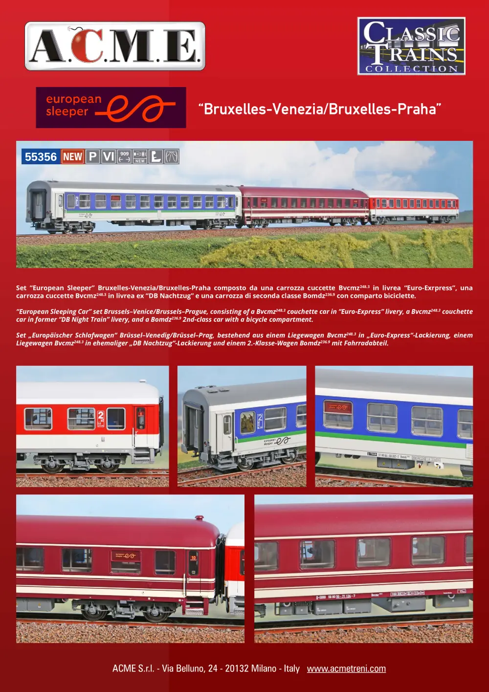 ACME - Anonima Costruzioni Modellistiche Esatte - European Sleeper - "Bruxelles-Venezia/Bruxelles-Praha" (ref. 55356)