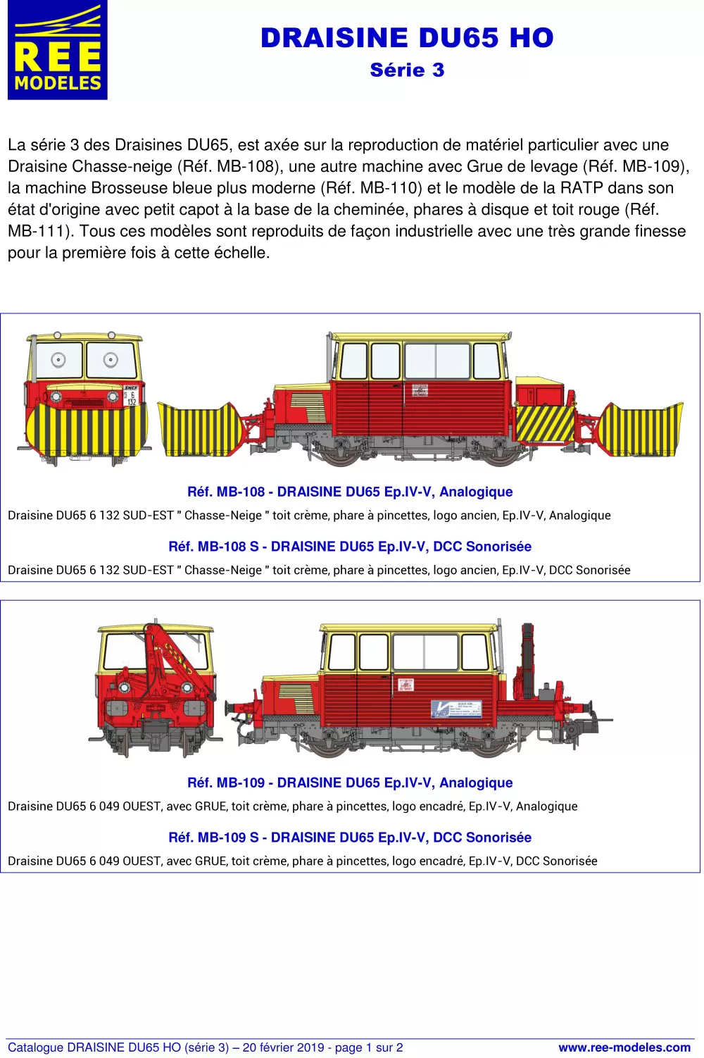 Rails Europ Express (REE) Modèles - DU65 track motor car (3rd series)