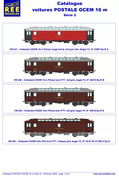 OCEM - 16 m postal coaches (2nd series) - Rails Europ Express (REE) Modèles