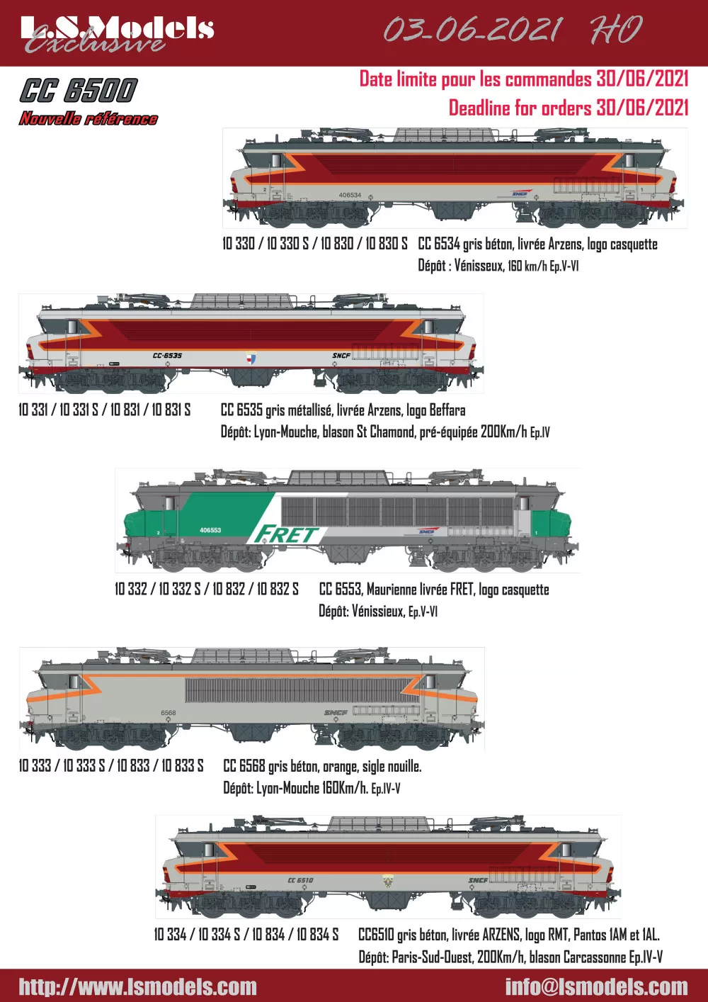 LS Models - SNCF - CC 6500 electric locomotives (new references)