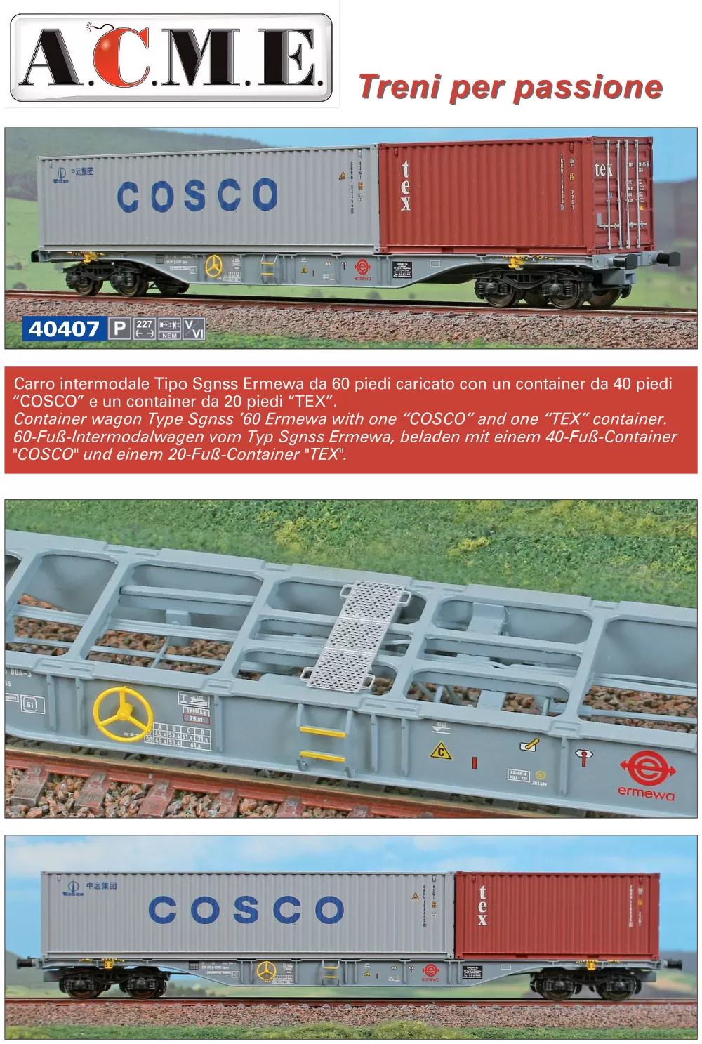 ACME - Anonima Costruzioni Modellistiche Esatte - Ermewa - Sgnss freight wagon