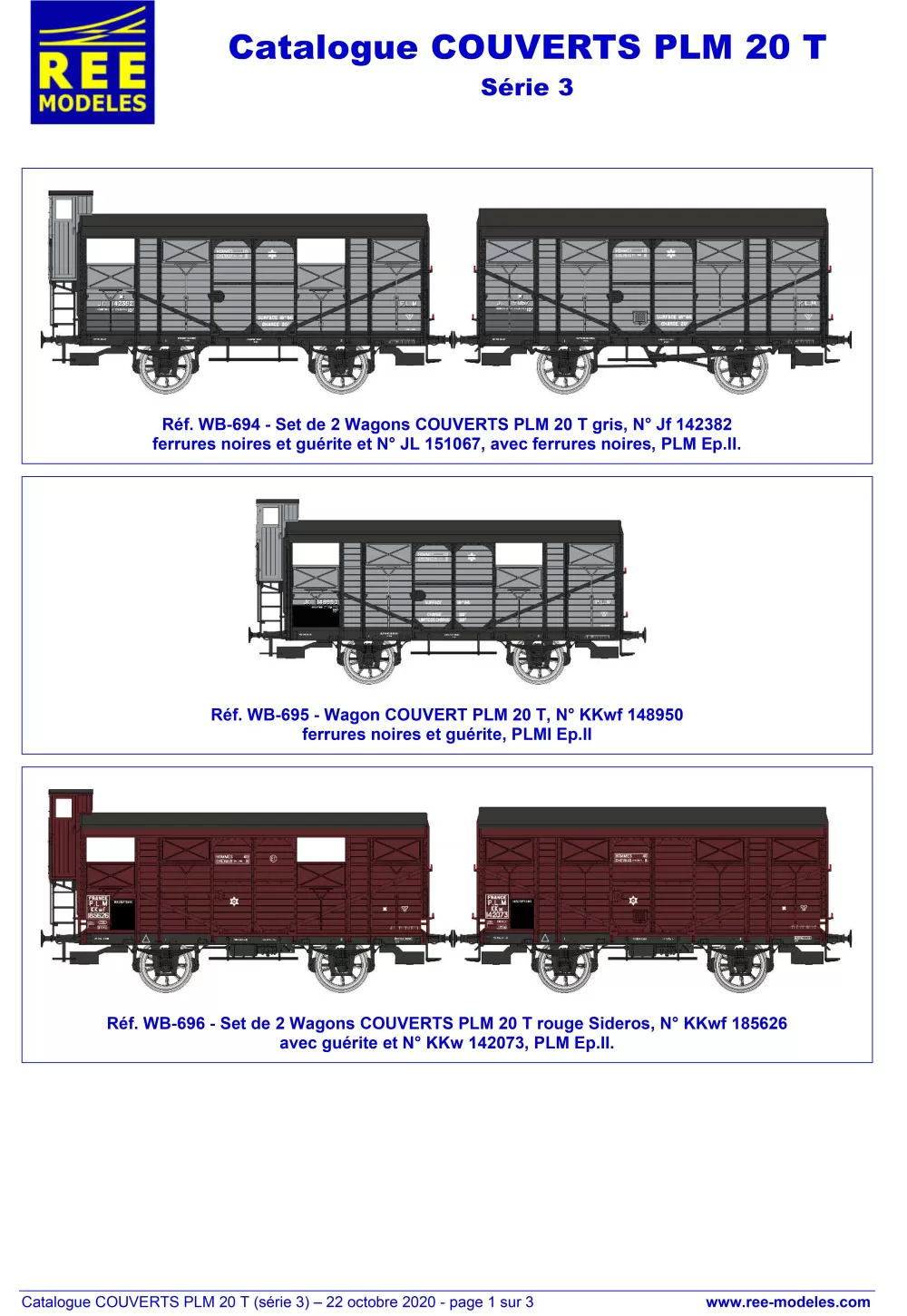 Rails Europ Express (REE) Modèles - PLM 20 T covered freight wagons