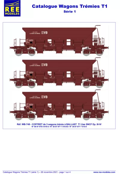 SNCF / SNCB - Wagons Trémies T1 - Série 1