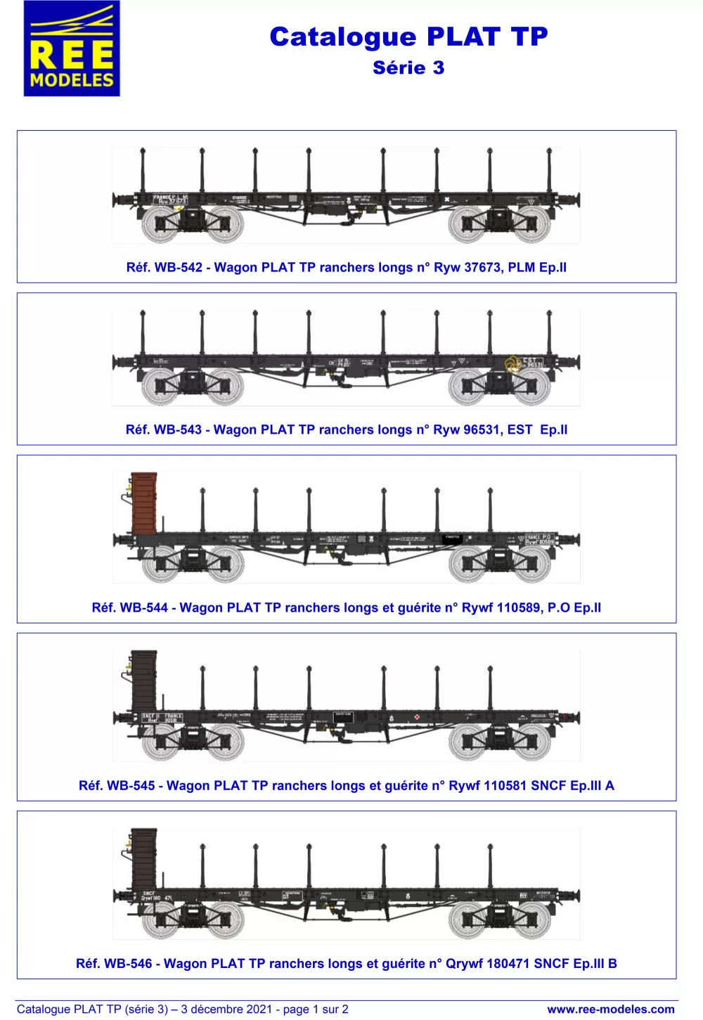 Rails Europ Express (REE) Modèles - SNCF - TP flat freight wagons (eras II - IV)