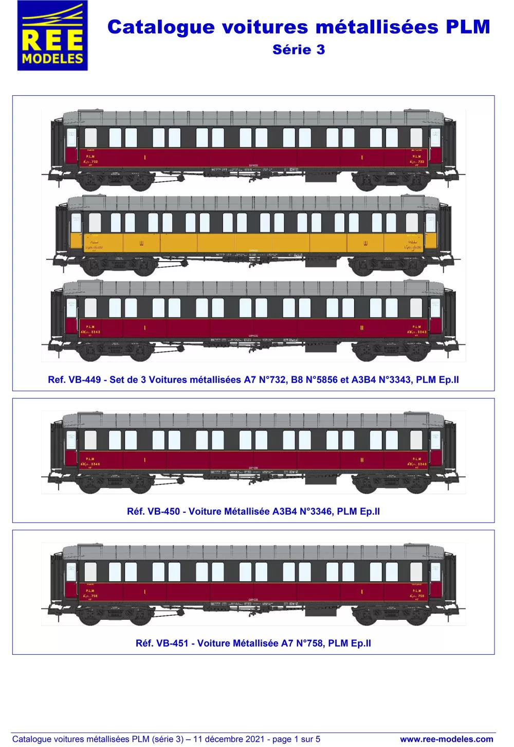 Rails Europ Express (REE) Modèles - PLM metallized passenger coaches (3rd series)