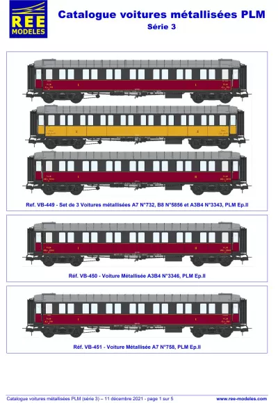 PLM metallized passenger coaches (3rd series) - Rails Europ Express (REE) Modèles