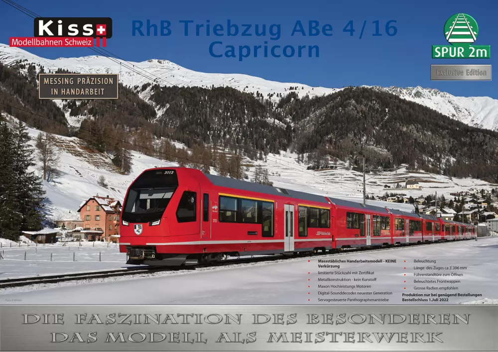 Kiss Modellbahnen Schweiz - RhB - ABe 4/16 "Capricorn" electric railcar