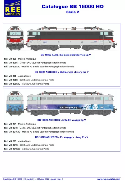 SNCF - BB 16000 electric locomotives (2nd series) - Rails Europ Express (REE) Modèles