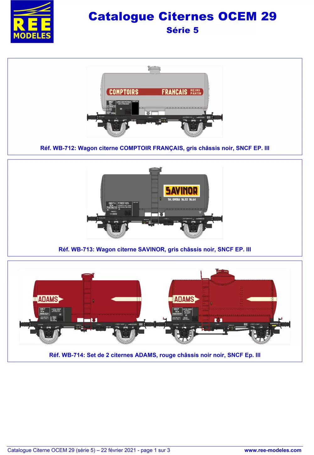 Rails Europ Express (REE) Modèles - SNCF - OCEM 29 tank wagons (5th series)