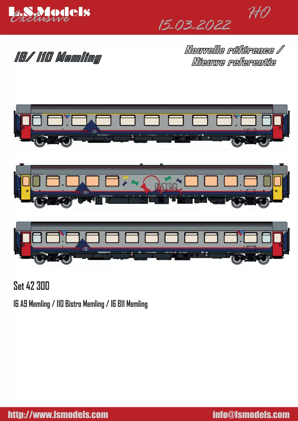 LS Models - SNCB/NMBS - I6 / I10 "Memling" passenger coaches