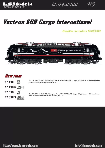 SBB Cargo - BR 193 Vectron "SHADOWPIERCER" electric locomotive  - LS Models