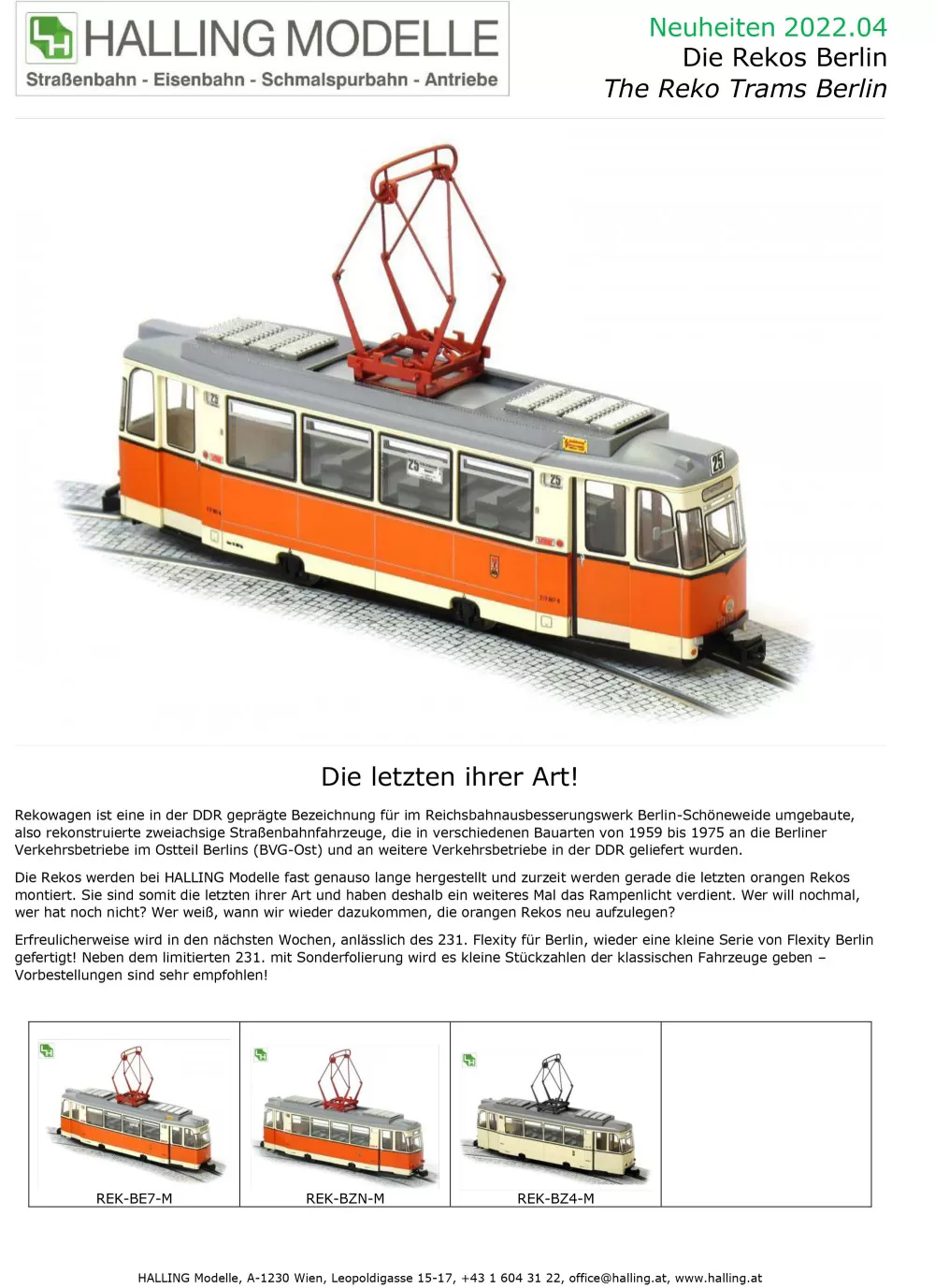 Halling Modelle - The Reko Trams Berlin