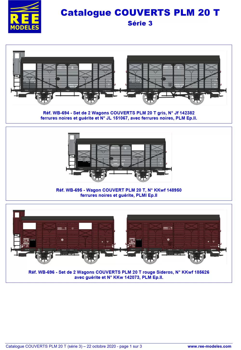 Rails Europ Express (REE) Modèles - PLM 20 T freight wagons (3rd series)