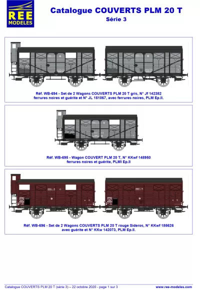 PLM 20 T freight wagons (3rd series) - Rails Europ Express (REE) Modèles
