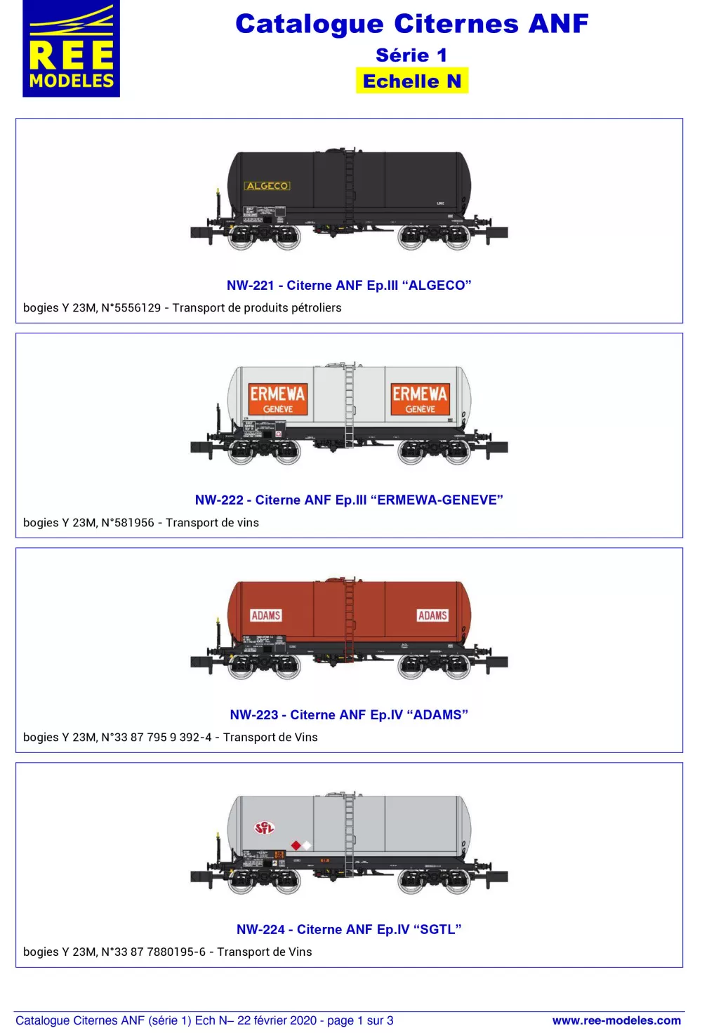 Rails Europ Express (REE) Modèles - ANF tank wagons (1st series)