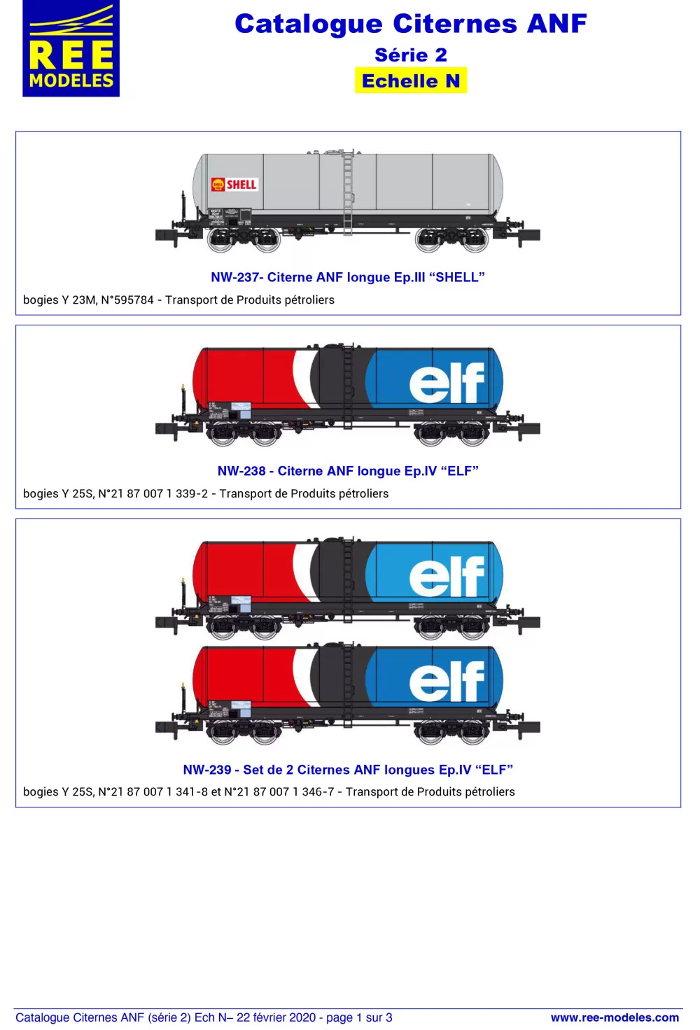 Rails Europ Express (REE) Modèles - ANF tank wagons (2nd series)