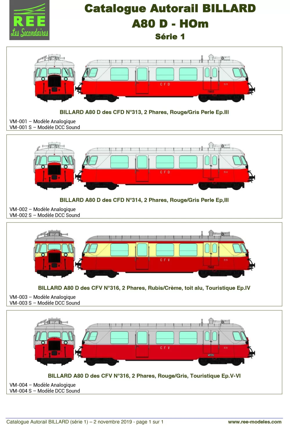 Rails Europ Express (REE) Modèles - A80 D "BILLARD" railcar