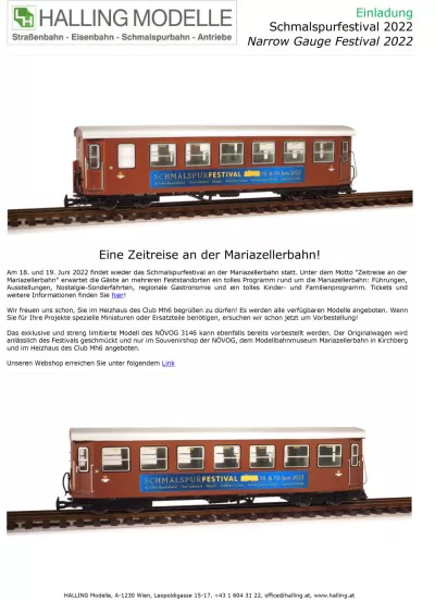 Narrow Gauge Festival 2022 - Halling Modelle