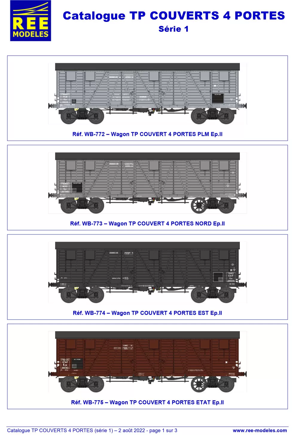 Rails Europ Express (REE) Modèles - TP covered freight wagons (1st series)