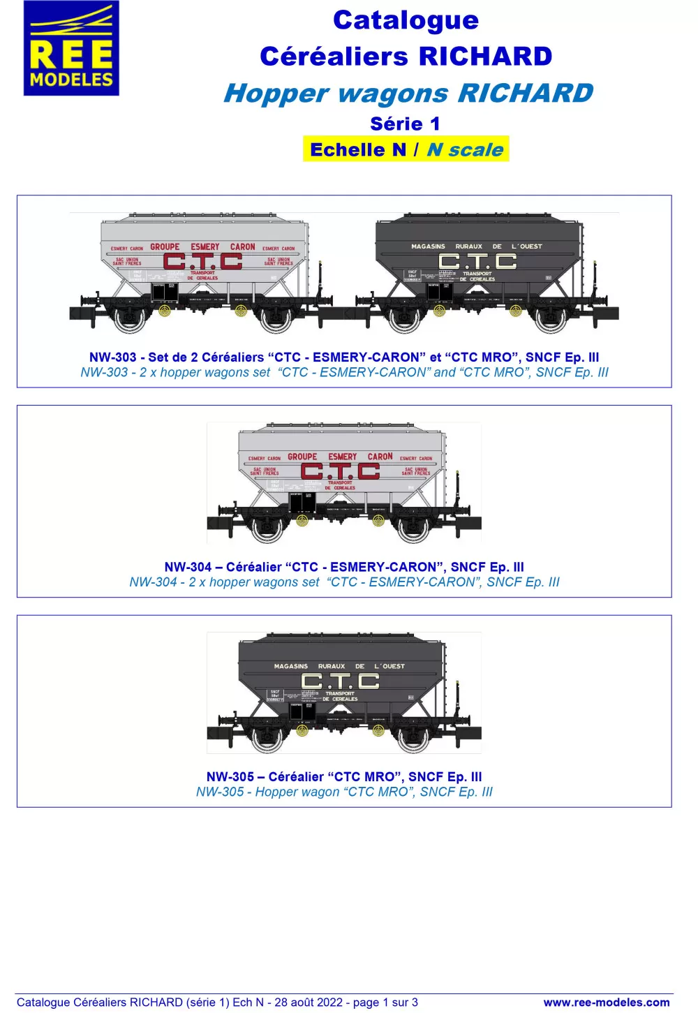 Rails Europ Express (REE) Modèles - Hopper wagons RICHARD
