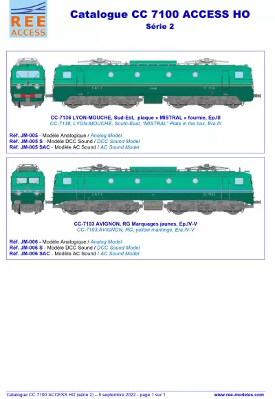 SNCF - CC 7100 electric locomotives - Rails Europ Express (REE) Modèles
