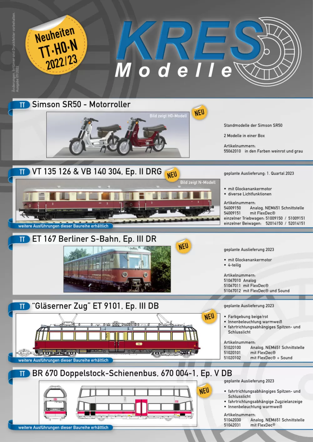 KRES Modelle - Novelties 2022/23