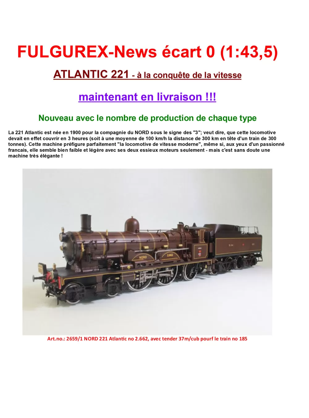 Fulgurex - Atlantic 221 steam locomotive