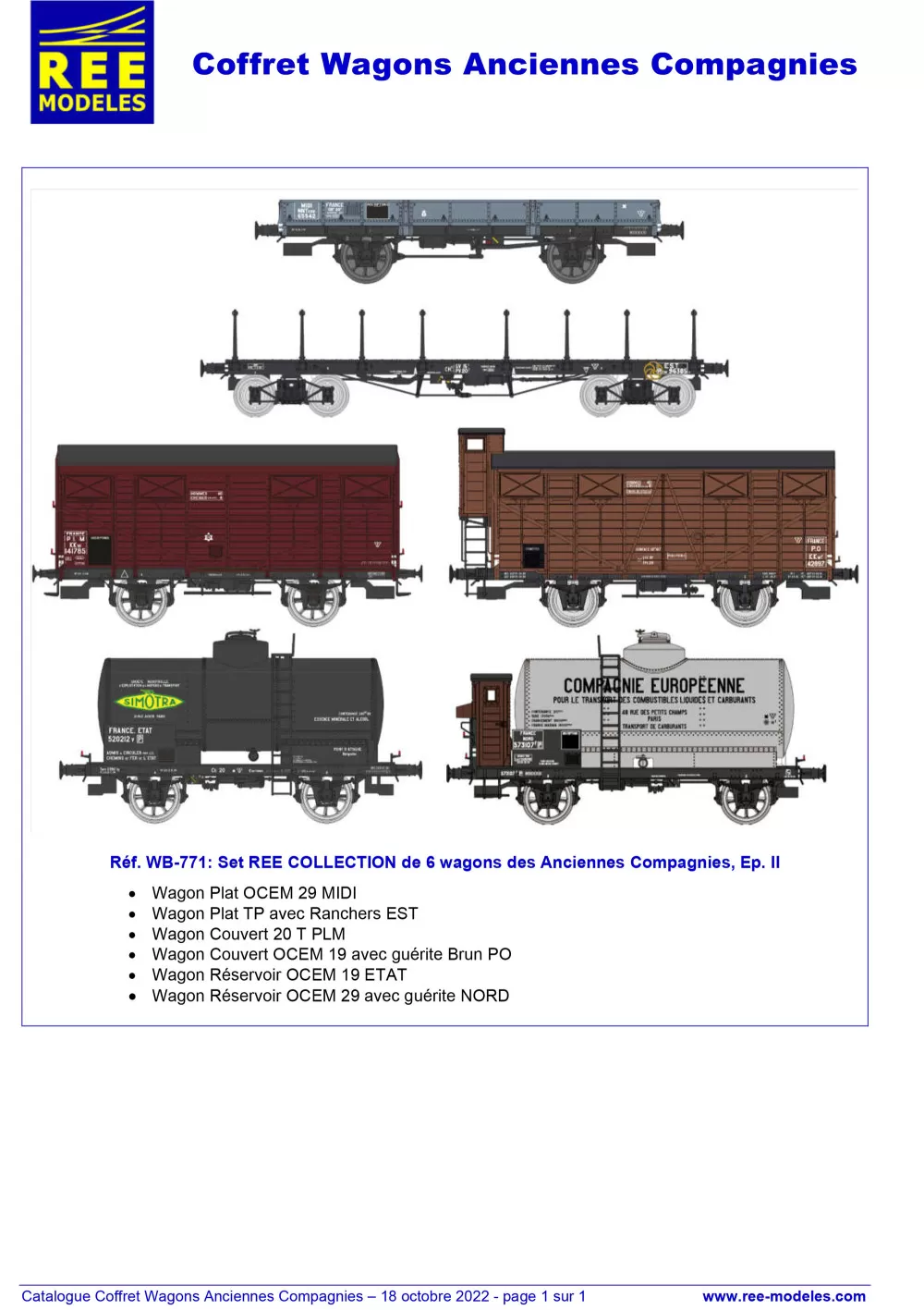 Rails Europ Express (REE) Modèles - Former railway companies freight wagons set