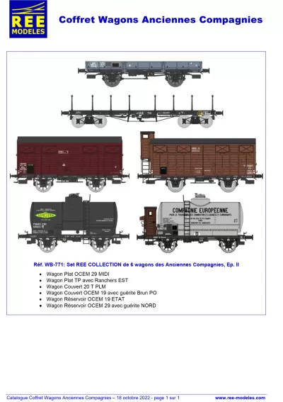 Former railway companies freight wagons set - Rails Europ Express (REE) Modèles